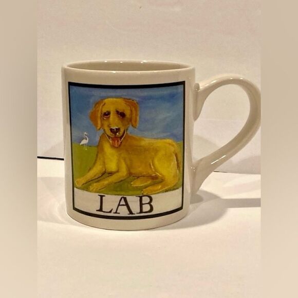Nancy Thomas Yellow Lab Dog Mug Folk Art 2005 Art for Living - Picture 1 of 8